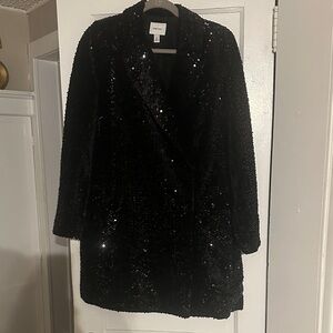 Nine West Black Sequin Long Sleeve “blazer” Dress - XL